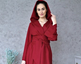 WOMEN'S linen robe, GORGEOUS robe, Long robe, Kimono robe, Maxi robe with hood, Linen Robe Women, Linen Kimono Dress, Organic Flax robe