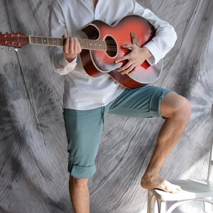 Men linen shorts. Roll-up shorts for men. Light shorts with elastic waist and drawstring. Summer flax shorts. Gift for HIM!