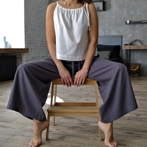 LINEN CULOTTES, Linen pants women, Wide leg pants, Linen trousers womens, Womens linen pants, Casual linen pants, Natural Flax trousers