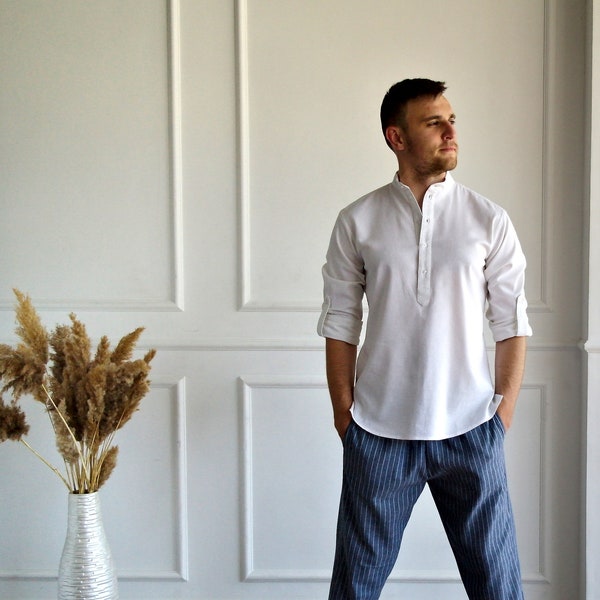 White Linen Shirt - Etsy