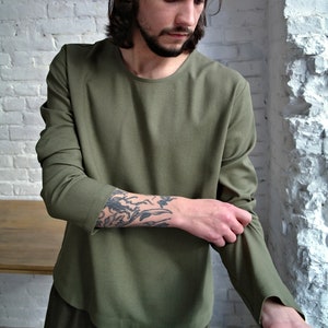 Leinen Herrenhemd, Leinen-T-Shirts Männer, Leinen-Sweatshirt, Leinen-T-Shirt, Leinen-Langarmhemd Männer, Bio-Herren-T-Shirt, Basic-Shirt