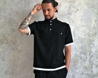 Leinen Herren T-shirt, Leinen Herrenhemd, Elegantes Leinen T-shirt mit Tasche, Geschenk für Ihn, Bio Flachs Hemd Männer, Sommerhemd, Basic Hemd