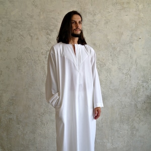 Luxury LINEN THOBE, Men's Linen KAFTAN, Handmade Thobe, Linen Jalabia Men, Pure Linen Kaftan Men, Organic Flax Kaftan, Natural Linen Thobe