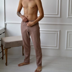Linen pants for men, Mens linen trousers, Light pants with elastic waist, drawstring. Summer flax pants, All occasion trousers! Gift for Him