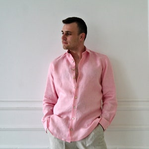 Linen Shirt for Men, Men&#39;s Organic Flax Shirt, OEKO-TEX Linen Men Shirts, Sustainable Men&#39;s Shirt, Natural Flax Shirt, Gift for Him!
