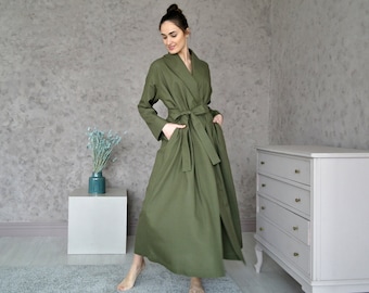 LINEN ROBE for women, Natural linen Robe, Linen Bathrobe, Womens loungewear, Linen Robe, Wrap Dress, Linen Women Homewear, Organic Flax robe