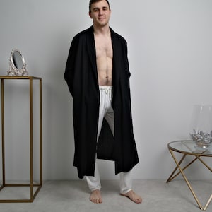 LINEN ROBE for MEN, Handmade Linen Robe, Men robe, Linen robe, Linen loungewear, Men&#39;s Flax Robe, Handmade robe, Bestman Robe, Gift for Him