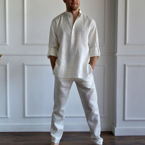 MEN'S LINEN SET Pure Linen Suit Men ...