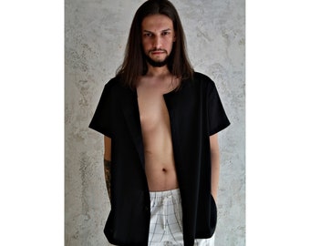 Men's LINEN Shirt, Men Linen Black Shirt, Basic Linen Shirt Men, Men Linen Shirt, Linen Shirt for Men, Organic Flax Mens Shirt, Gift for him