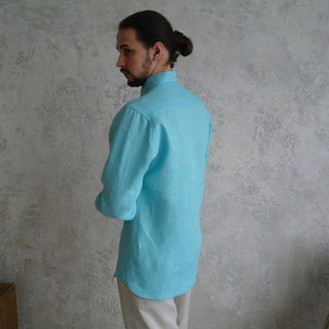 Mens Linen Shirt, Button Down Shirt, Loose Linen shirt, Linen Summer shirt, Natural Linen Men Shirts, Long-sleeve Men's Shirt, Gift for Him image 5