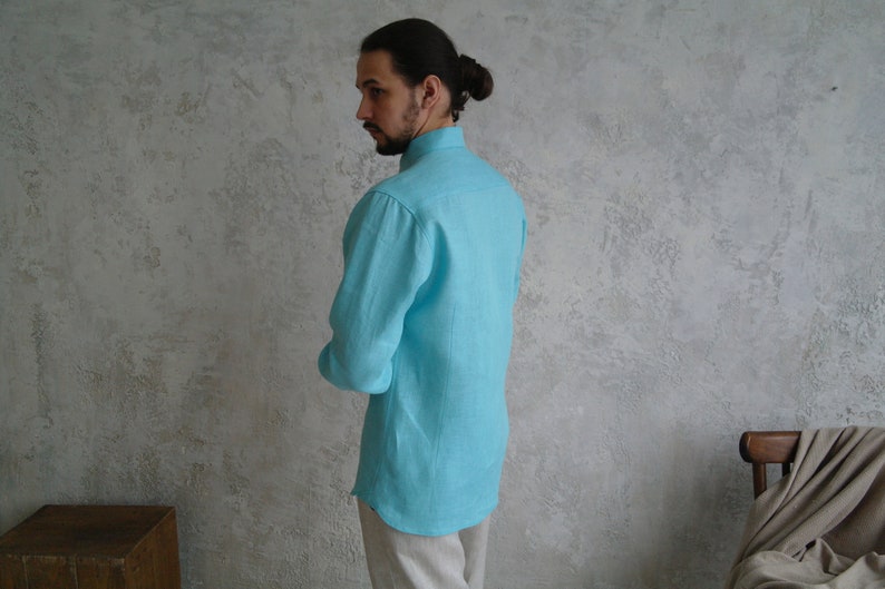 Mens Linen Shirt, Button Down Shirt, Loose Linen shirt, Linen Summer shirt, Natural Linen Men Shirts, Long-sleeve Men's Shirt, Gift for Him image 5