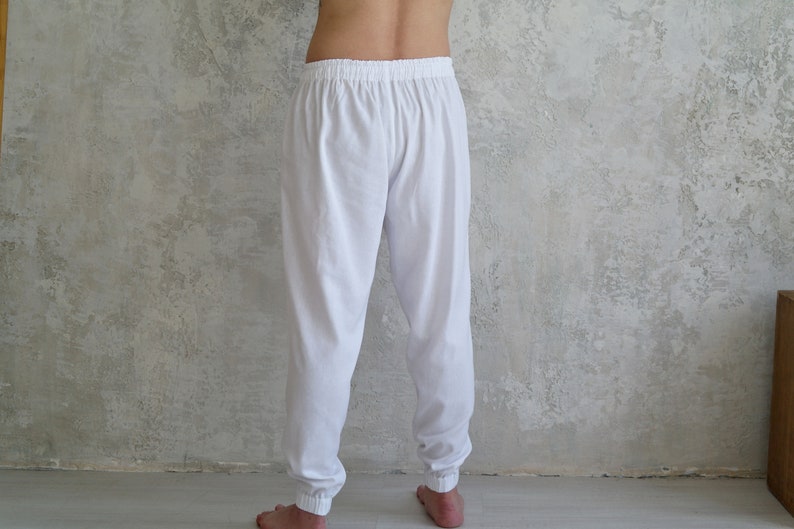 Casual LINEN PANTS for men, Men's linen pants, Linen Loose pants, Organic flax pants, Yoga pants men. Gift for Him Organic linen pants image 3