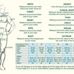 Men's linen shirt size chart with garment measurements and sizing guidance.