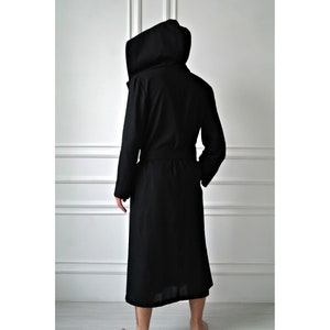 Mens linen robe, Linen robe for men, Hooded black robe, Black Hoodie, Male bathrobe, Linen robe, Men's bathrobe, Gown for Men, Gift for him image 2