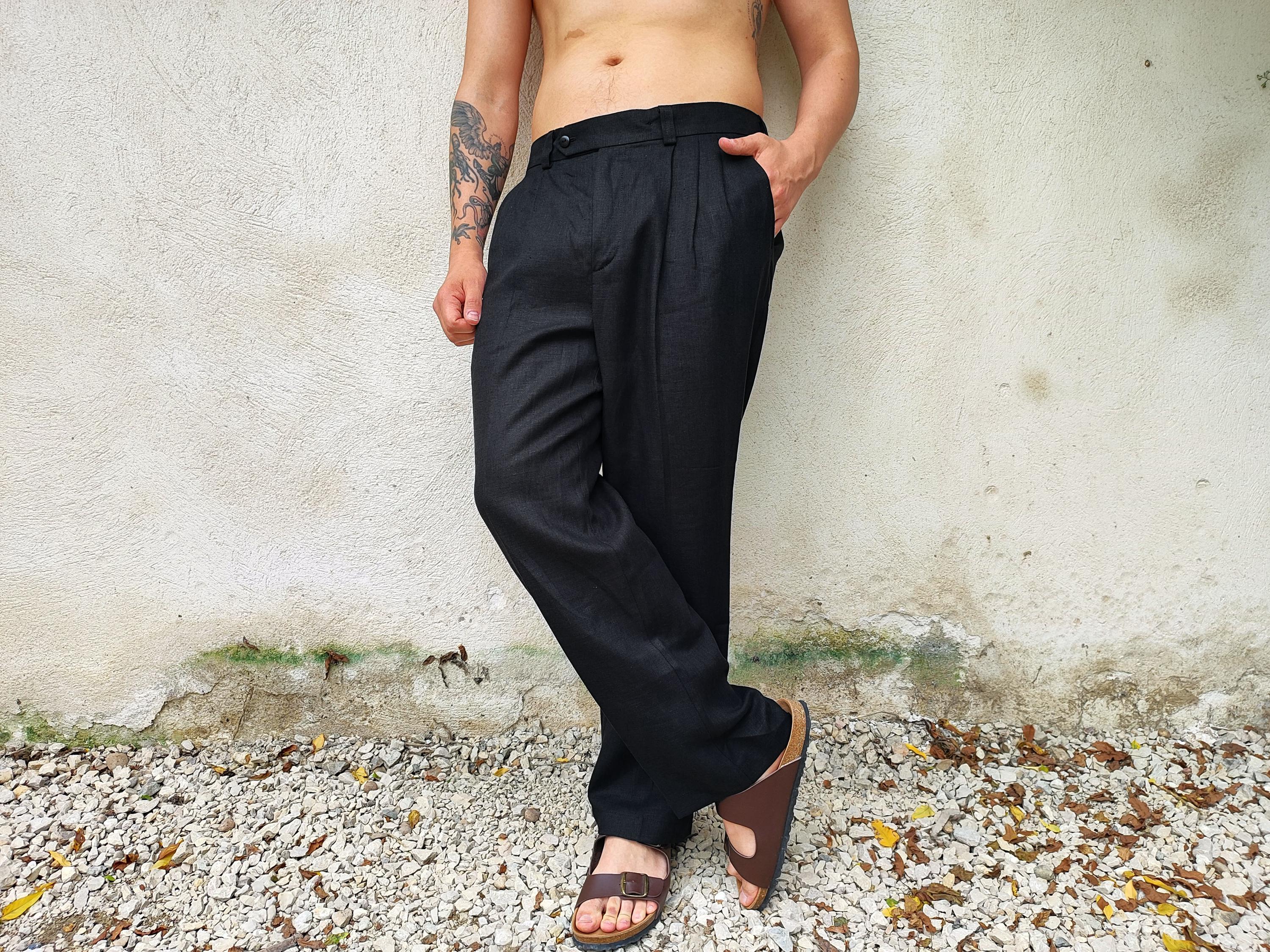 TANGO PANTS, Black Tango Pants, Men's Linen Pants, Natural Linen