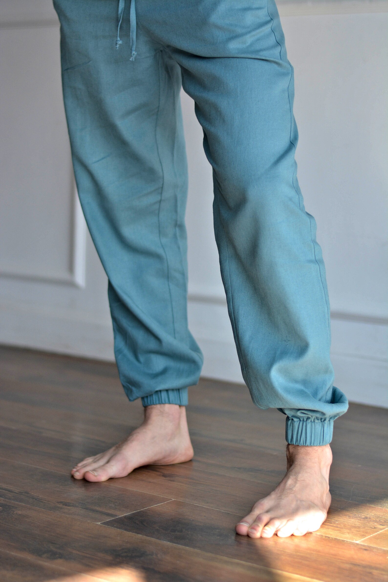 MEN'S LINEN PANTS. Men tapered natural linen pants. Yoga Etsy