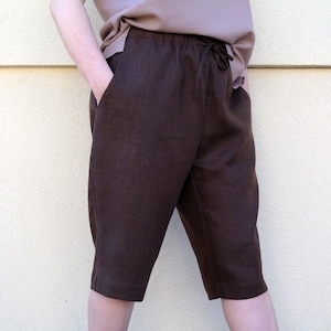 Long Linen Shorts, Womens Linen Shorts, Casual Shorts, Basic Linen Shorts Women, Organic Flax Shorts, Loose Linen Shorts, Best Summer Shorts
