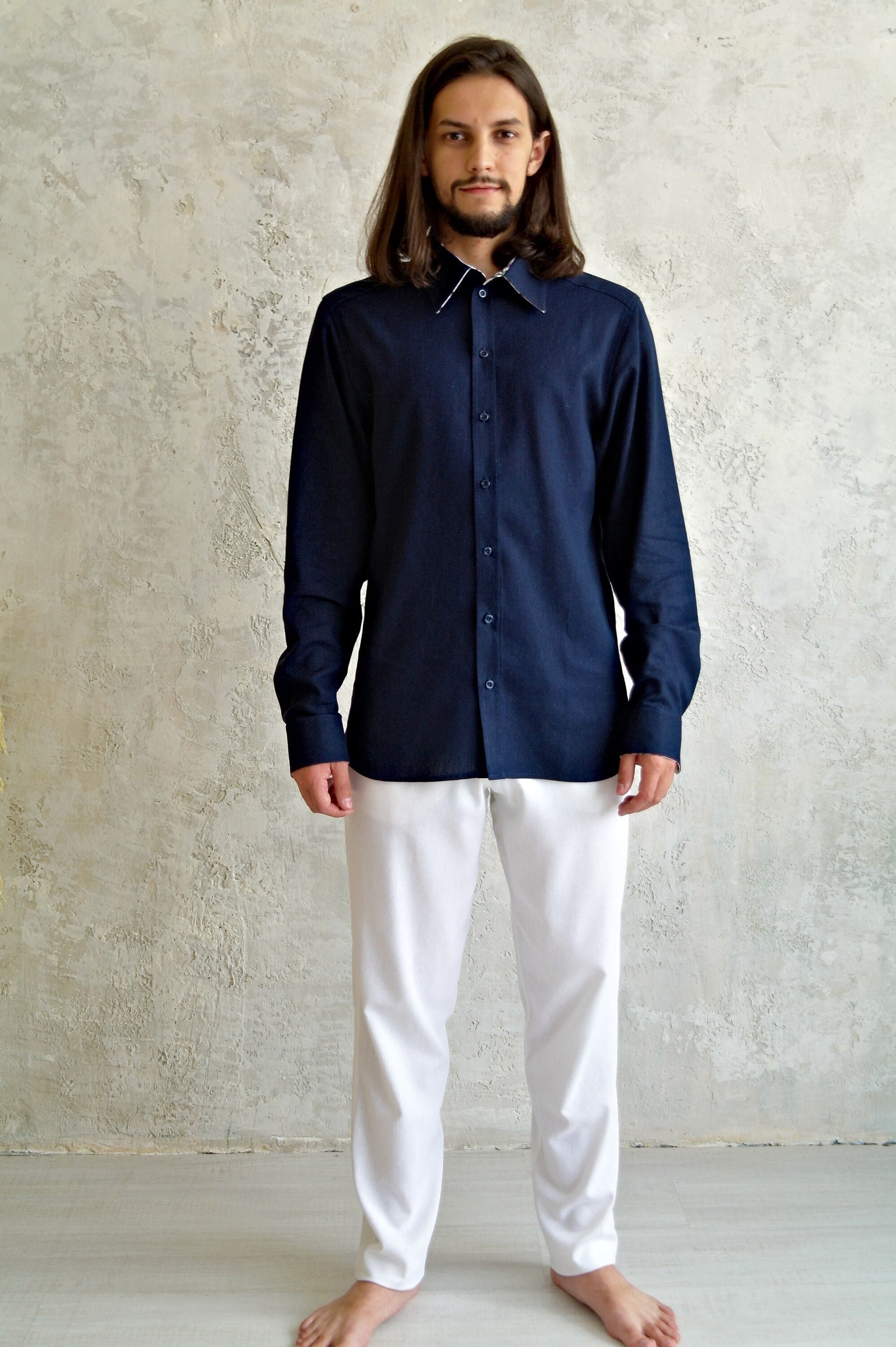 Men's LINEN SHIRT Organic flax shirt Gift for Him Etsy