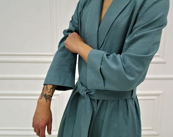 HANDMADE LINEN ROBE for men, Natural linen lounge wear, Men&#39;s Flax Robe, Men linen robe, Handmade bathrobe, Men&#39;s robe, Gift for Him