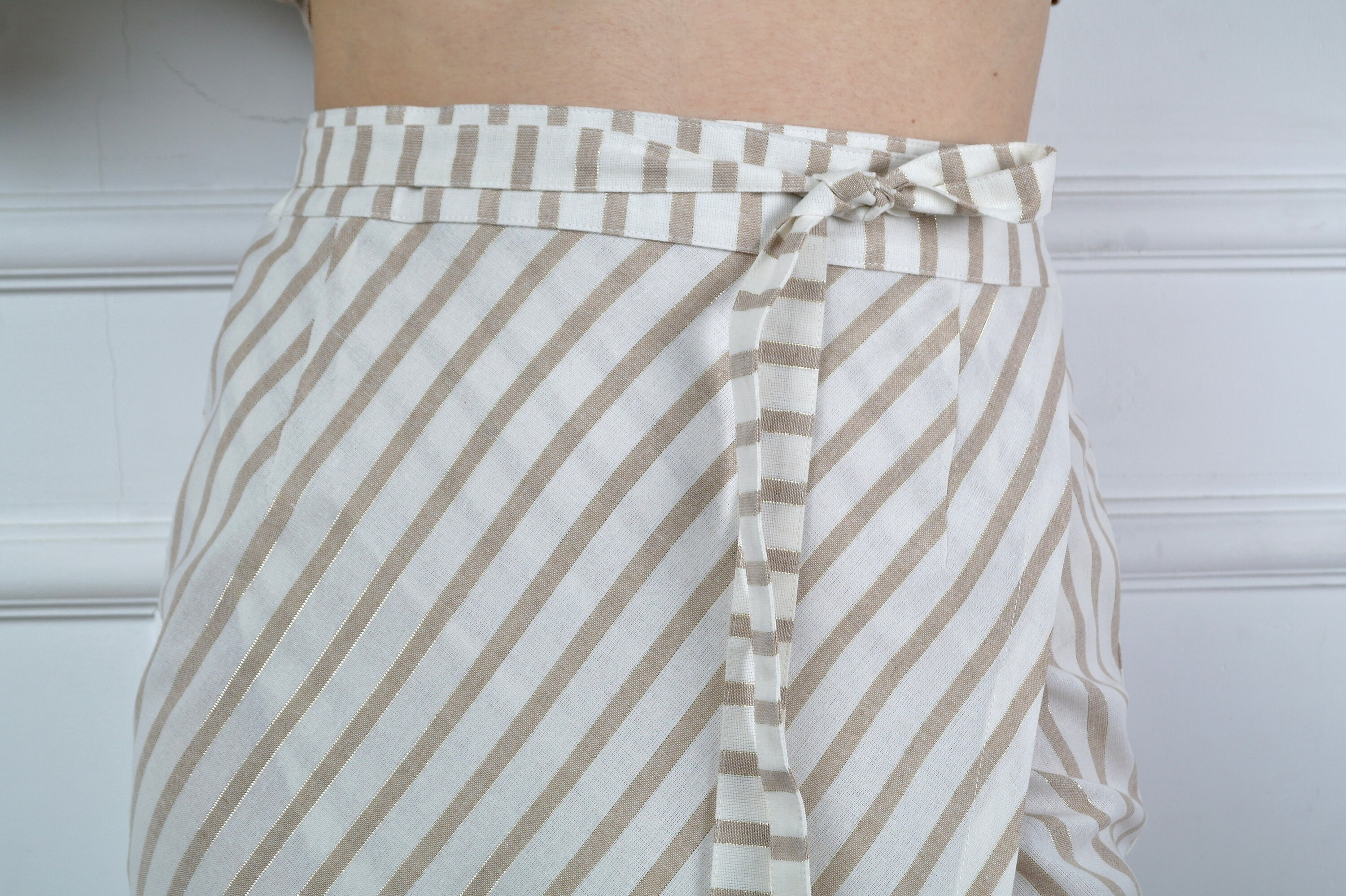 Linen Wrap Look Skirt With Wooden Buttons main image 0