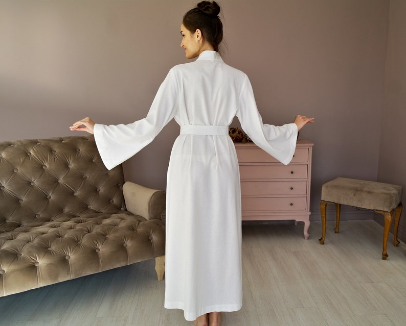 WOMEN LINEN ROBE, Maxi Bathrobe, Linen Robe Women, Wrap Dress, Linen Kimono Dress, Flax robe, Bridesmaid's Robe, Wedding Robe, Gift for Her image 4