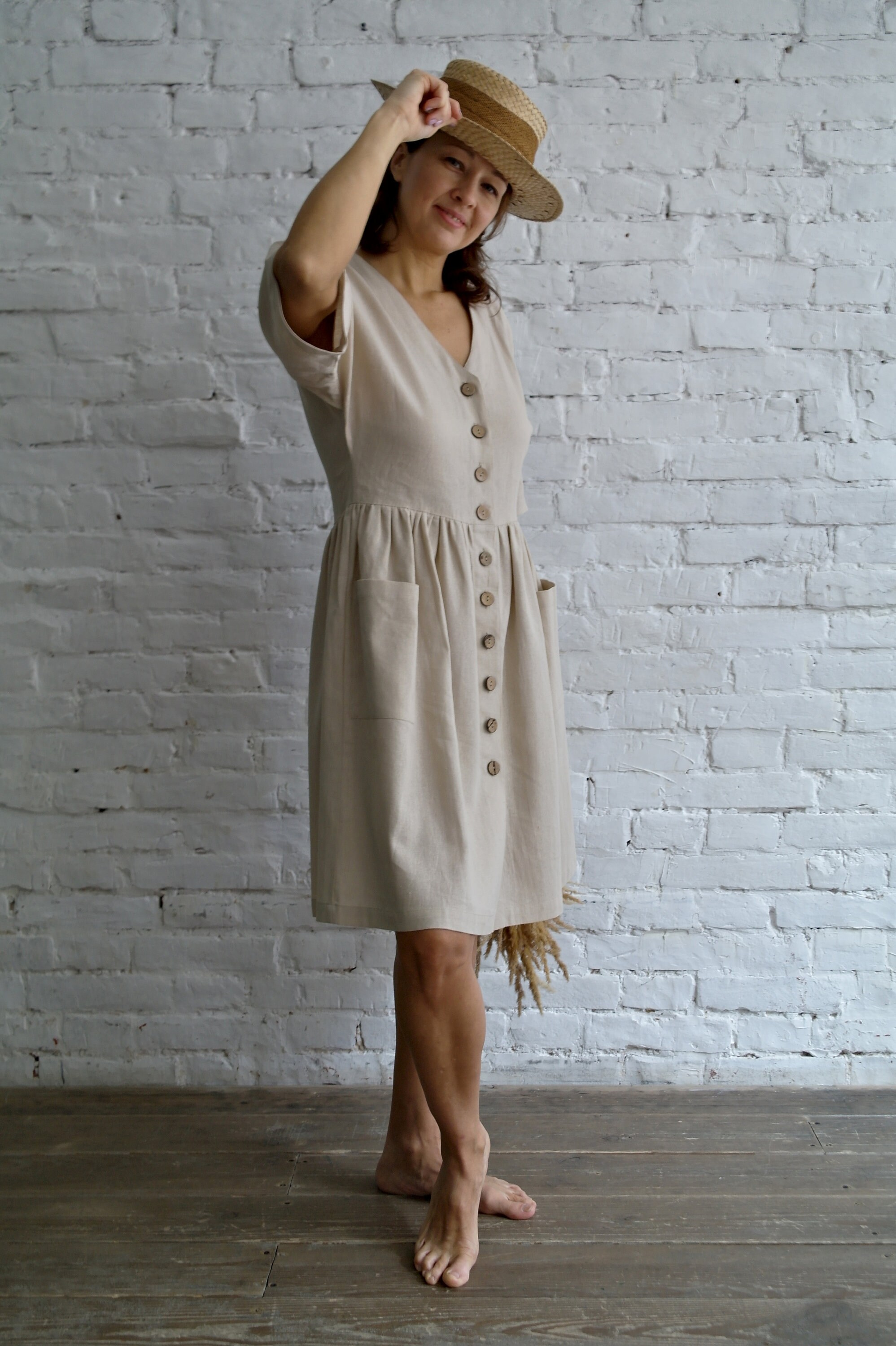 LINEN DRESS Linen Dress Women Loose Linen Dress Handmade Etsy Canada
