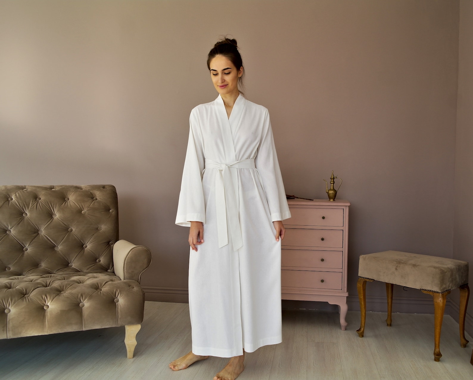 WOMEN LINEN ROBE Maxi Bathrobe Linen Robe Women Wrap Dress Etsy