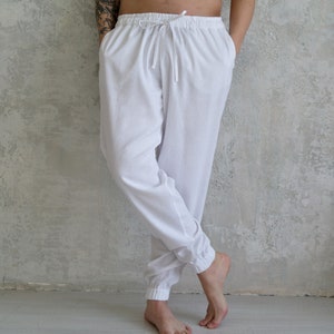 Casual LINEN PANTS for men, Men's linen pants, Linen Loose pants, Organic flax pants, Yoga pants men. Gift for Him Organic linen pants image 2