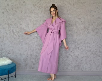 KIMONO ROBE Donna, veste di lino fatta a mano, abito kimono di lino, veste kimono in stile giapponese, veste di lino maxi, veste di lino con cappuccio, regalo per lei!
