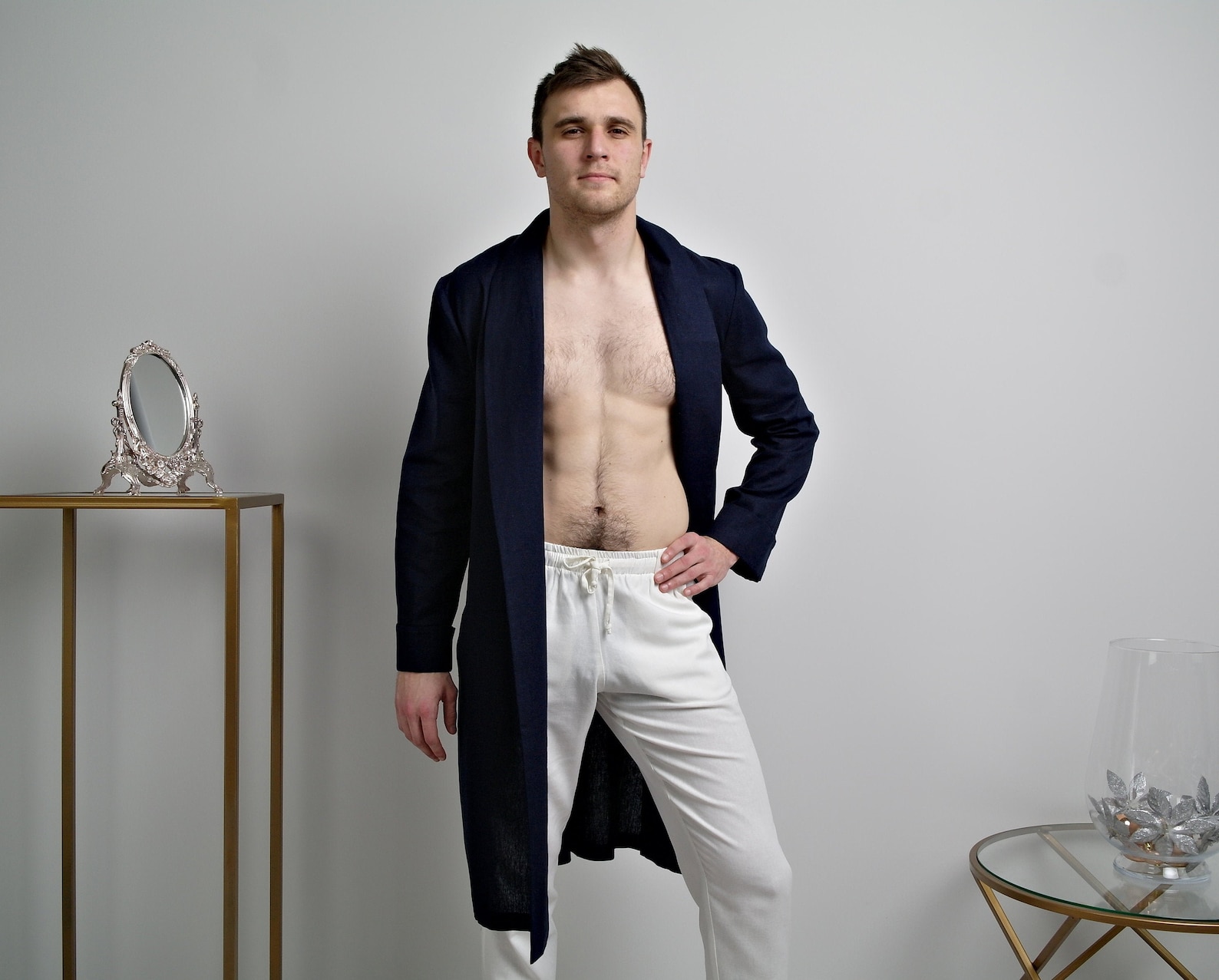 LINEN ROBE Men's robe Linen Robe men Handmade robe for Etsy