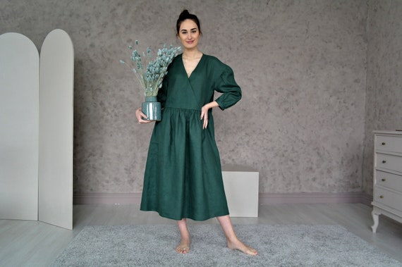 organic linen dress women S size