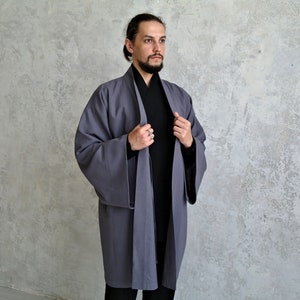 Men's Linen Jacket, JAPANESE Linen Cardigan for Men, Linen Men's Coat, Men Linen Robe, Organic Flax Jacket, Gift for Him image 2