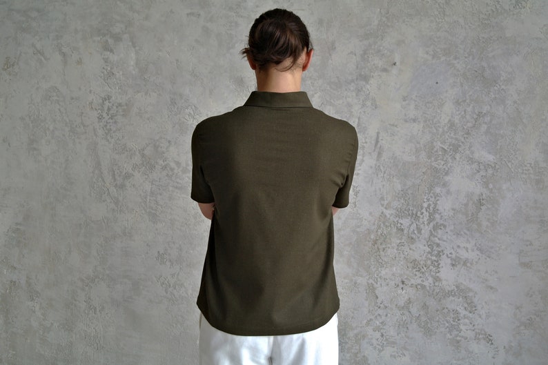 POLO Men's Linen Shirt, Linen Polo tshirt, Linen t-shirt for men, Organic Flax t-shirt, Linen Men's T-shirt, Summer shirt, Linen Basic shirt image 10