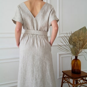 Pure Undyed LINEN DRESS, Linen tunic dress, Linen kaftan, Maxi linen dress, Linen dress women, Gray linen dress, Natural linen slip dress image 5