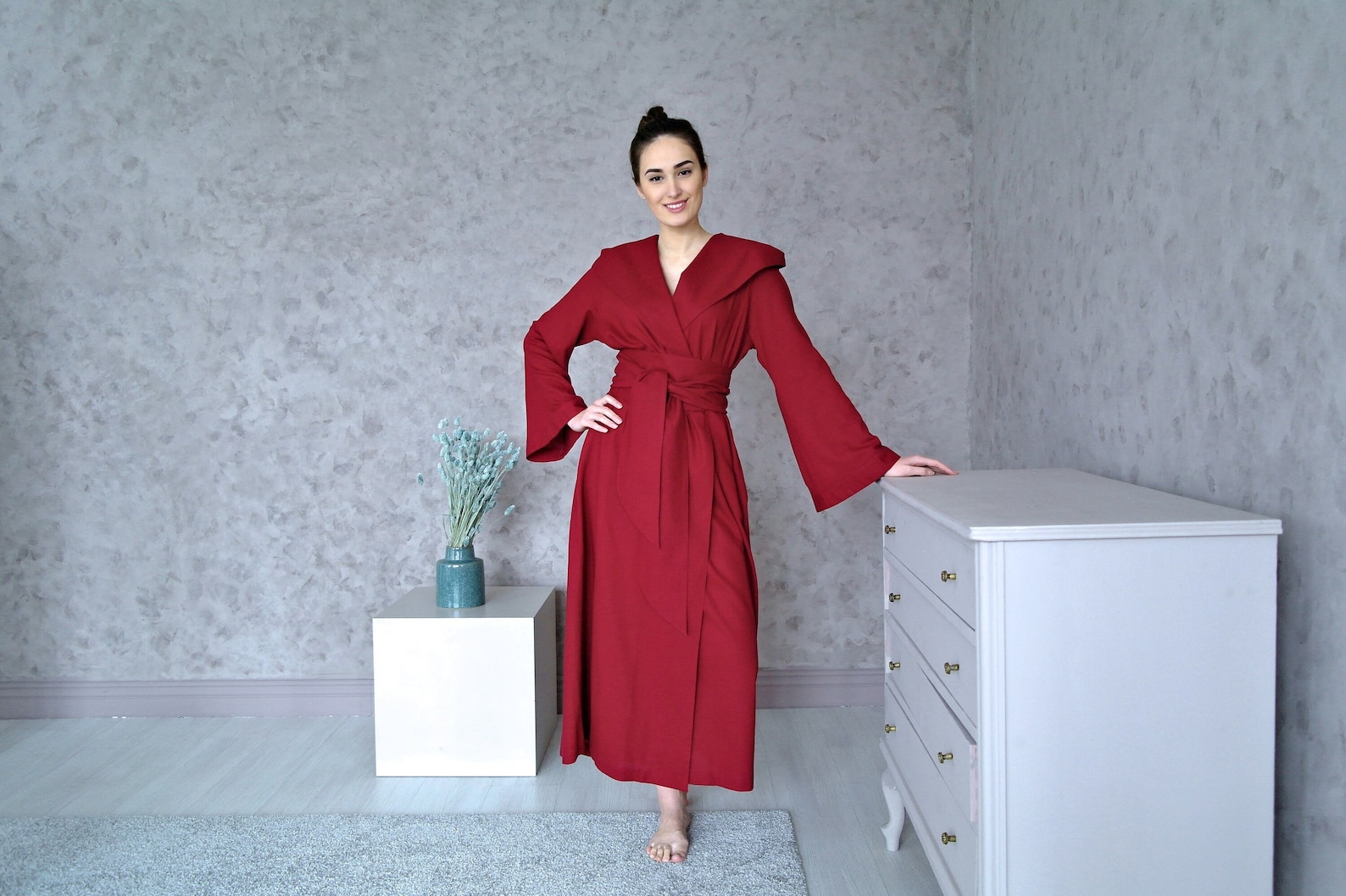 WOMEN'S Robe Linen Robe Long Linen Robe Kimono Robe Etsy