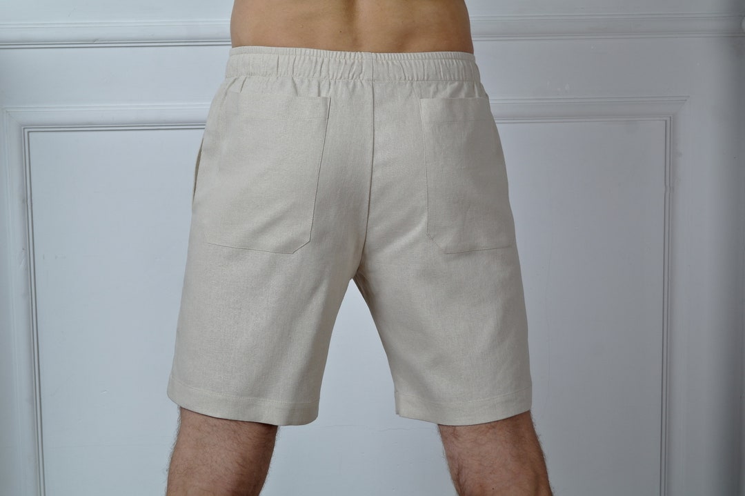 LINEN SHORTS for MEN With 4 Pockets, Men Linen Shorts, Light
