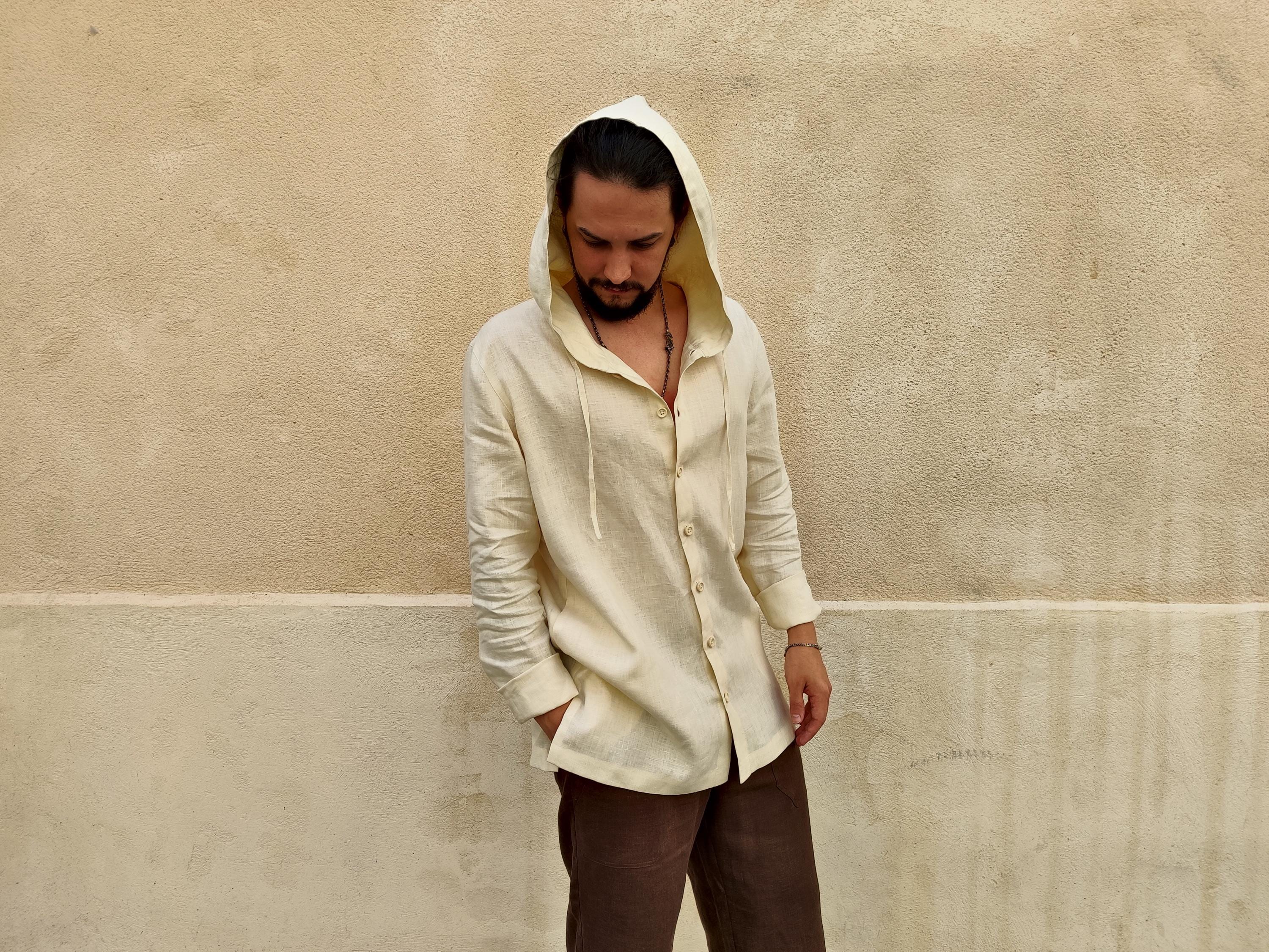 Hooded Linen Shirt - Etsy