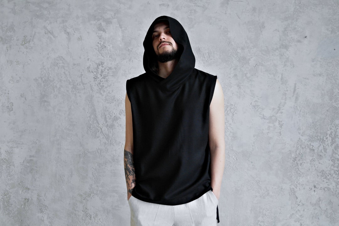 LINEN HOODIE MEN'S, Sleeveless Hoodie, Linen Sweatshirt, Linen ...