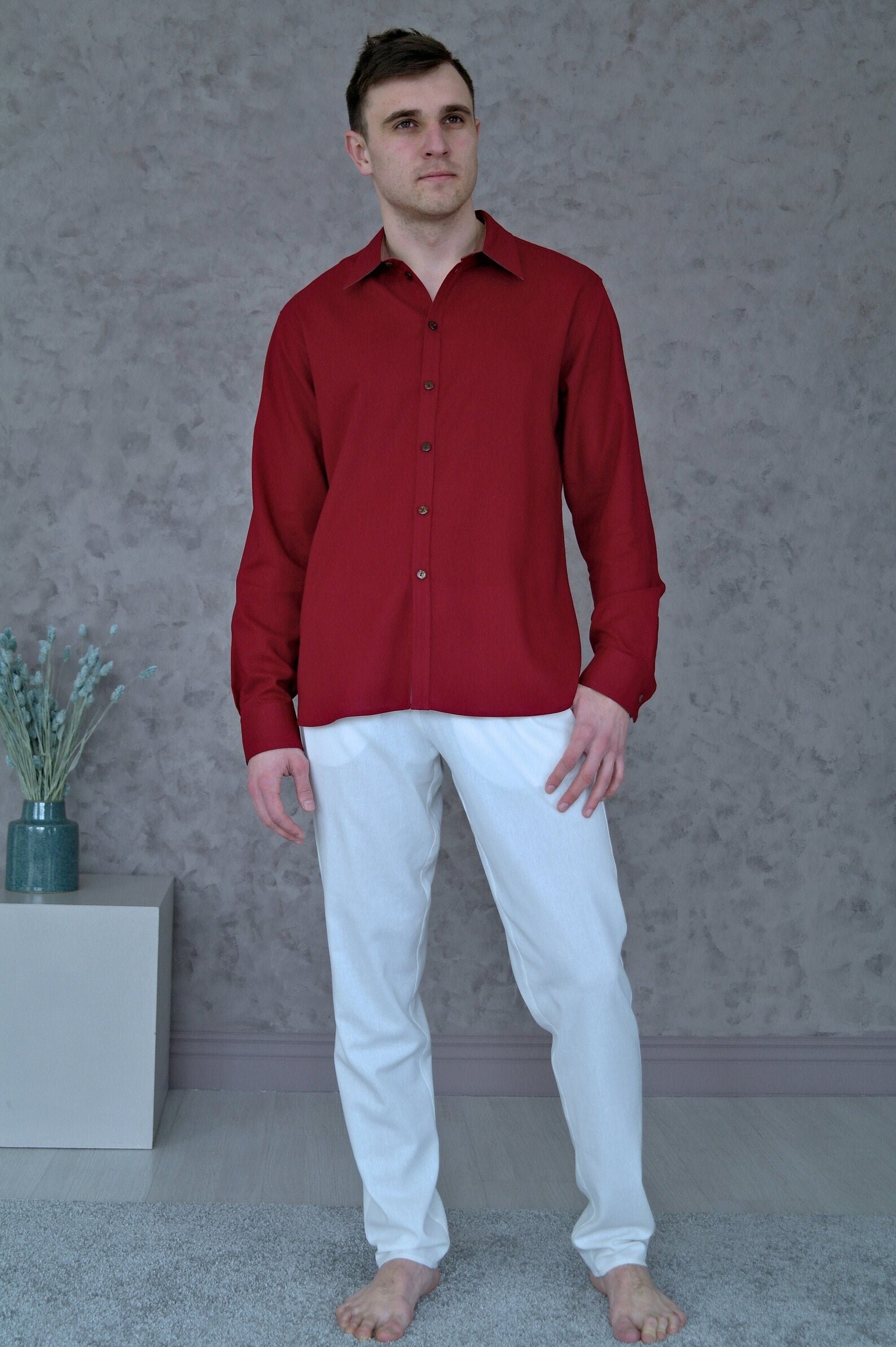LINEN SHIRT MEN Men's Linen Shirt Mens Shirt Men Etsy