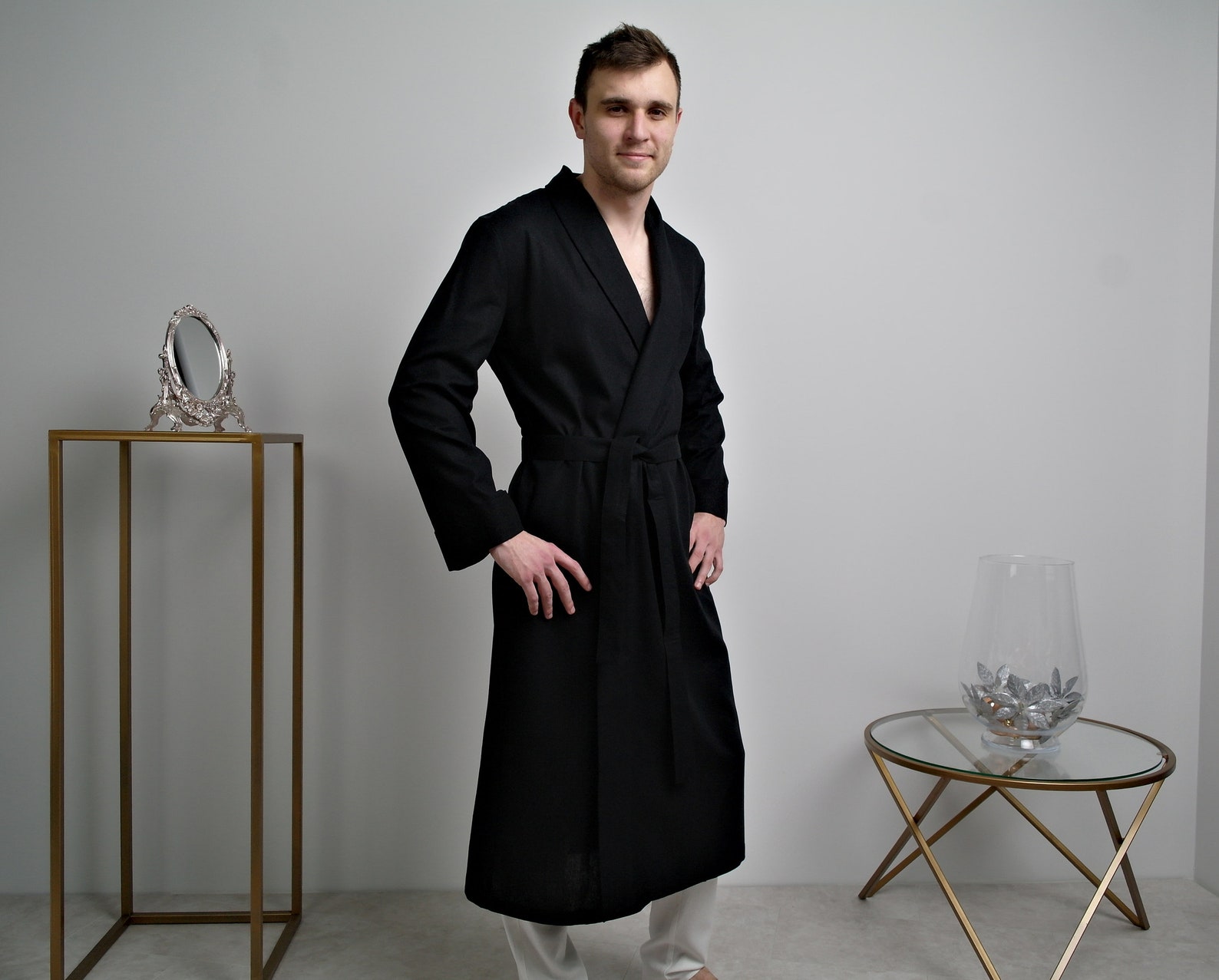 LINEN ROBE for MEN Handmade Linen Robe Men robe Linen robe Etsy