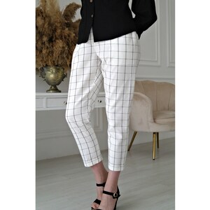 LINEN PANTS Women, CROPPED Linen Pants, Women's Linen Pants, Tapered linen pants, Casual pants, Linen Capris, Linen Check Summer pants