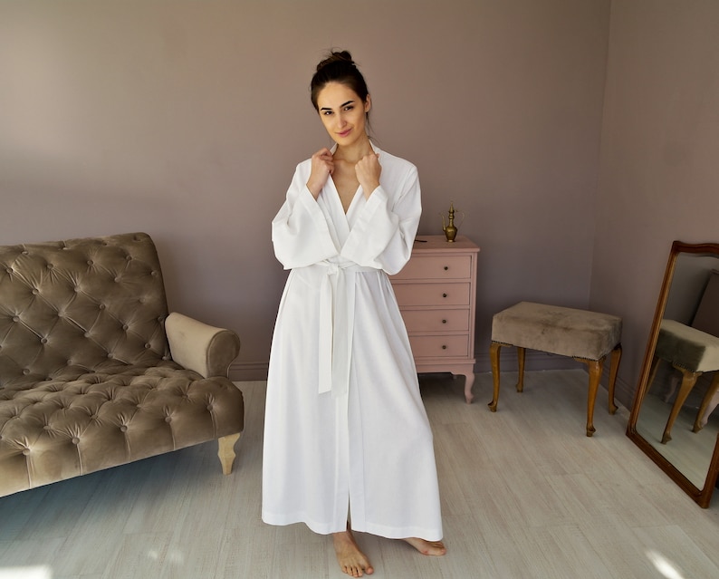 WOMEN LINEN ROBE, Maxi Bathrobe, Linen Robe Women, Wrap Dress, Linen Kimono Dress, Flax robe, Bridesmaid's Robe, Wedding Robe, Gift for Her image 3