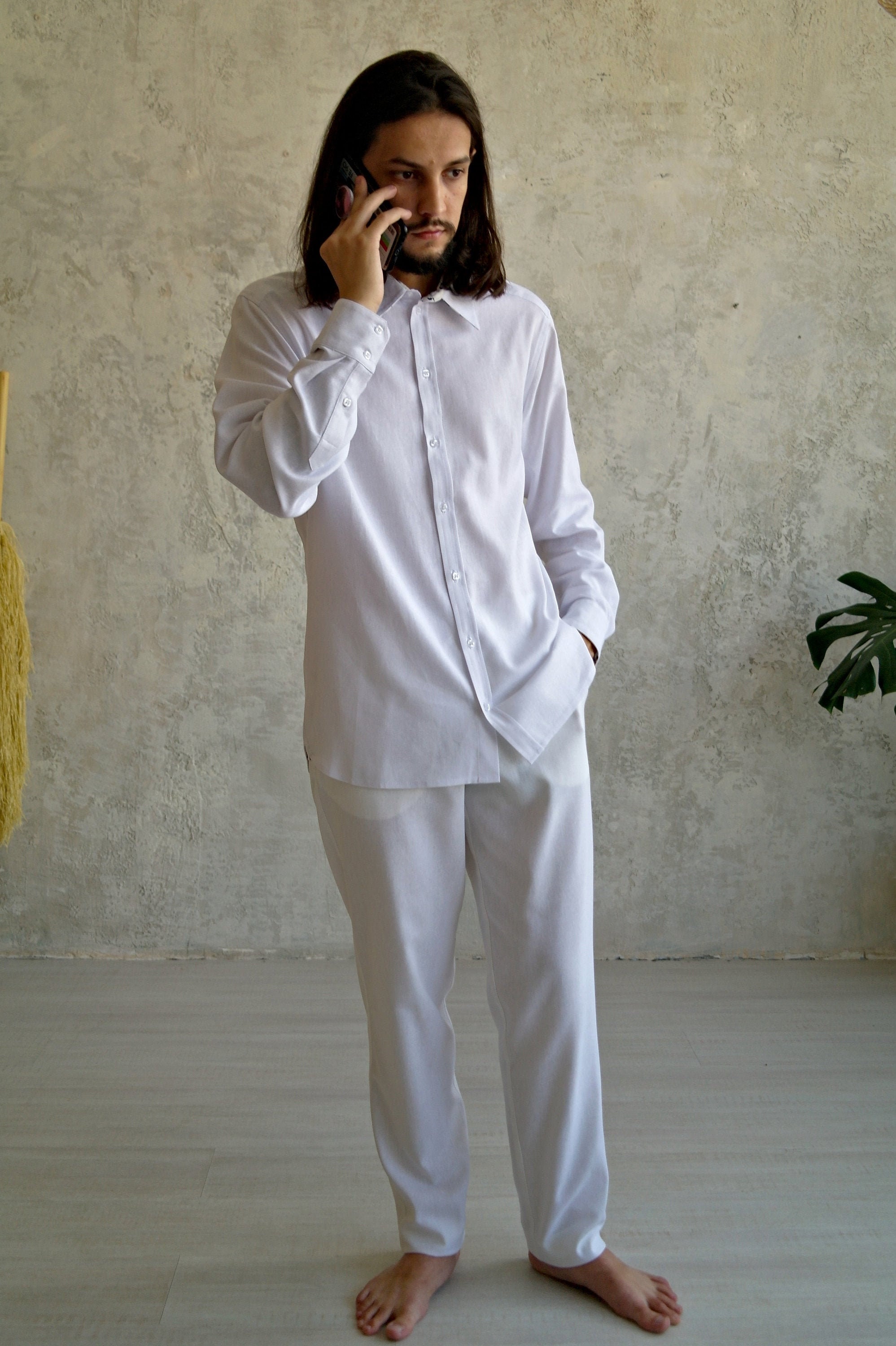 LINEN SHIRT for Men Men's White Linen shirt Light Shirt | Etsy