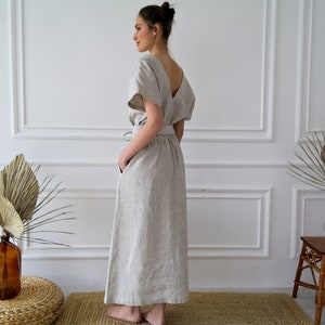 Pure Undyed LINEN DRESS, Linen tunic dress, Linen kaftan, Maxi linen dress, Linen dress women, Gray linen dress, Natural linen slip dress image 3