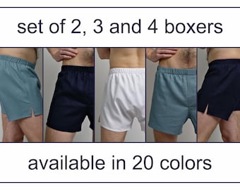 Men's Linen Boxer Shorts Set Choose Two Three or Four Breathable Pairs