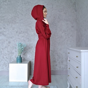 WOMEN&#39;S linen robe, GORGEOUS robe, Long hooded robe, Linen Kimono robe, Maxi robe, Linen Robe Women, Linen Kimono Dress, Organic Flax robe
