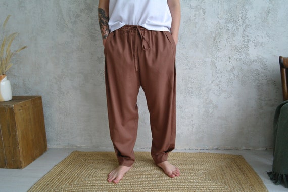 Men's Casual Linen Drawstring Pants natural | Velero