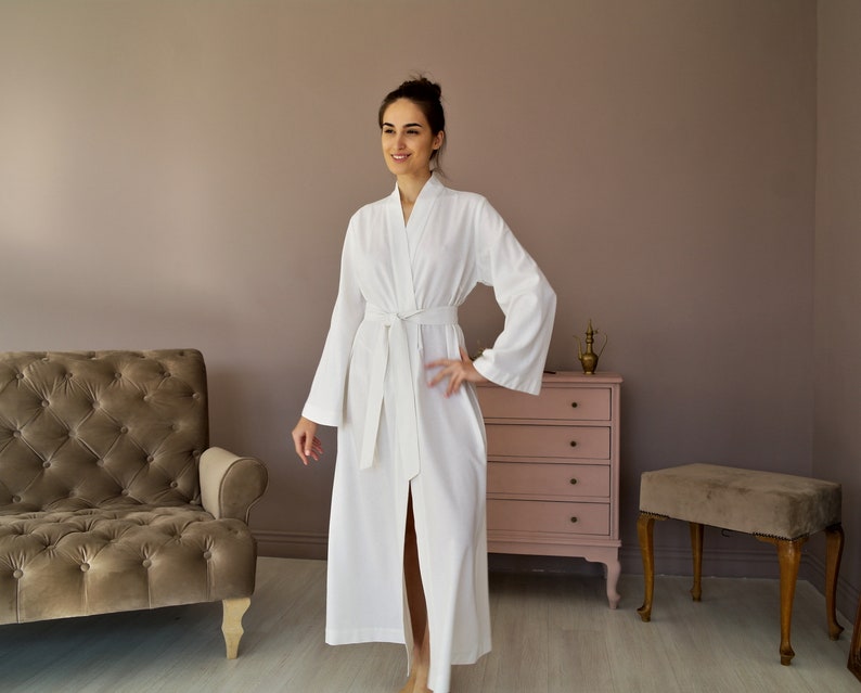 WOMEN LINEN ROBE, Maxi Bathrobe, Linen Robe Women, Wrap Dress, Linen Kimono Dress, Flax robe, Bridesmaid's Robe, Wedding Robe, Gift for Her image 9