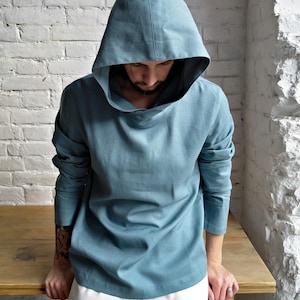 MEN&#39;S LINEN HOODIE, Linen sweatshirt, Linen loungewear, Menshirt, Shirt for men, Linen shirt, Linen Hoodie, Gift for him, Organic Flax shirt
