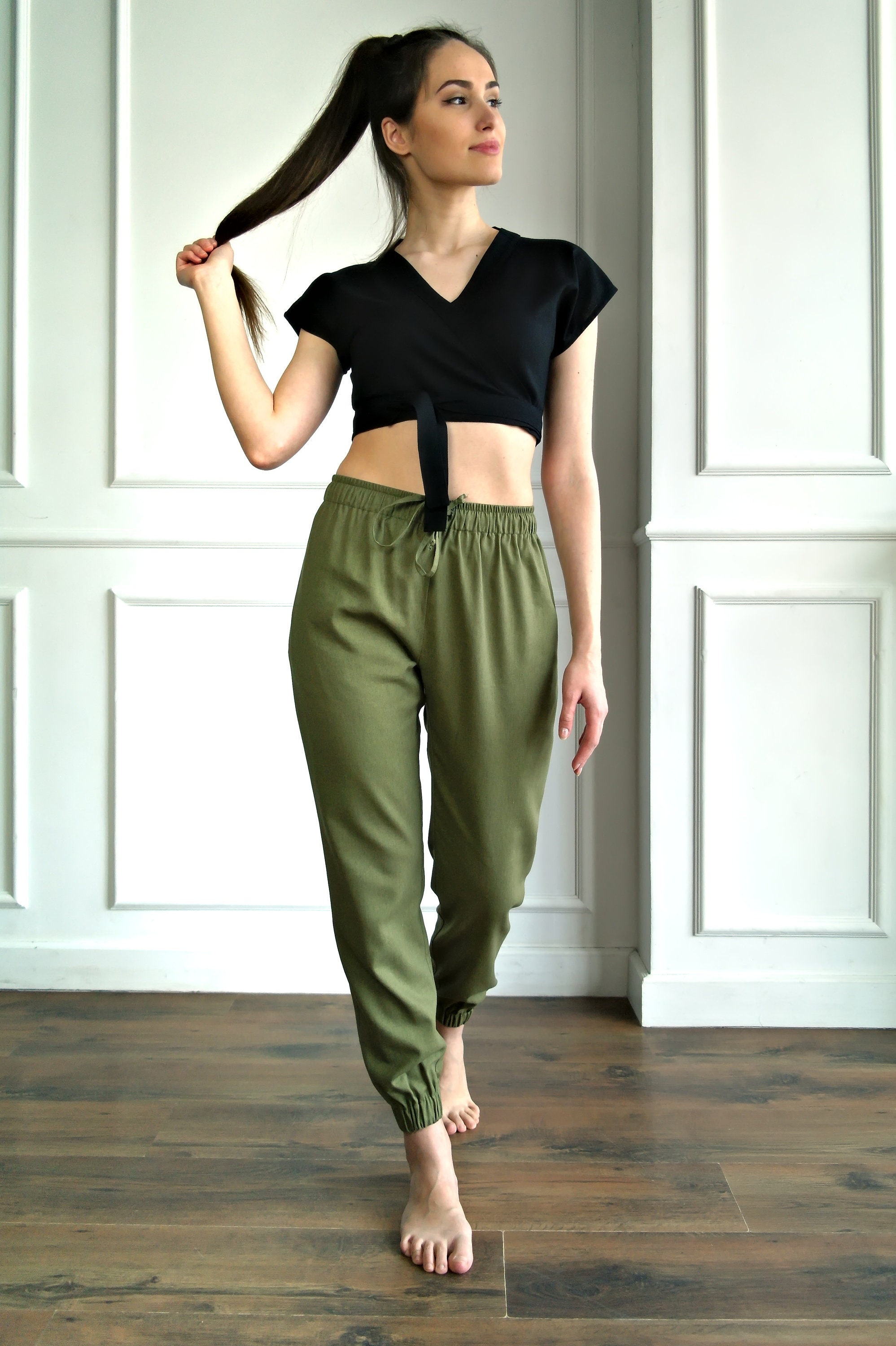 WOMEN LINEN PANTS cappuccino yoga pants for women. Light Etsy